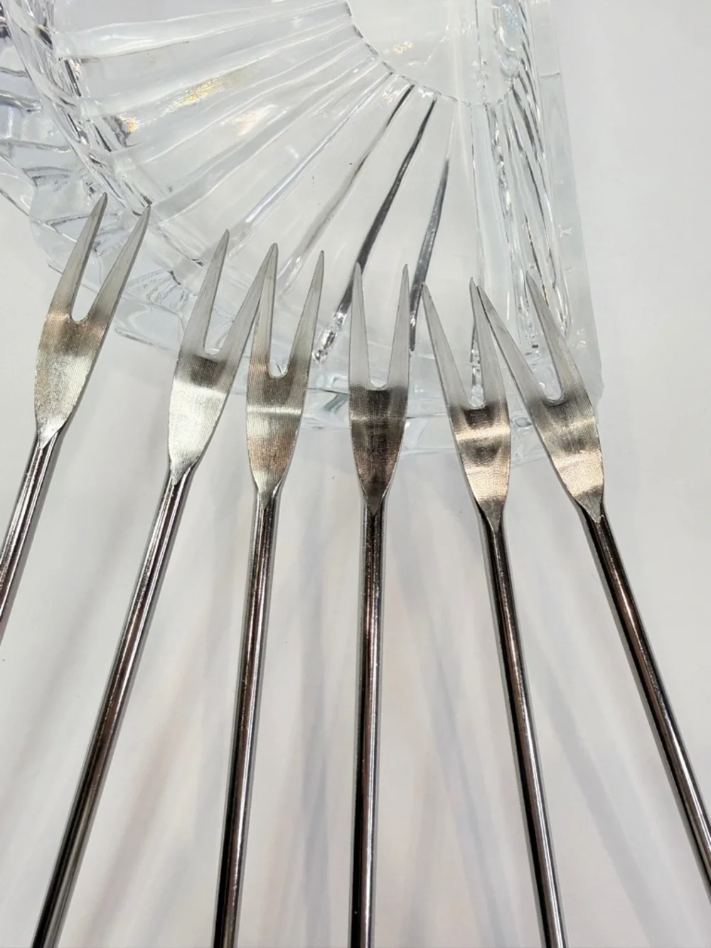 10 inch “Vintage Fondue Fork Set 6 Color Handle Retro 70s Appetizer Picks”